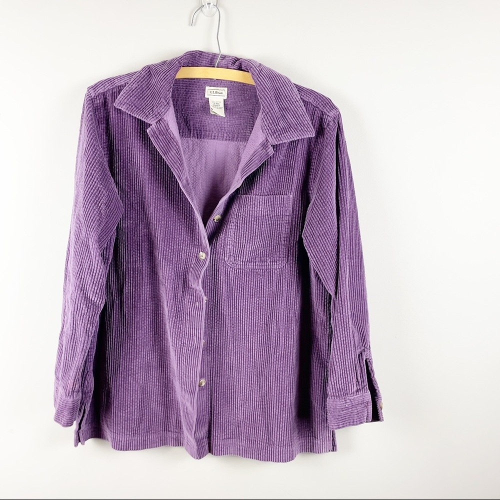 Corduroy Button-Front Jacket - Purple